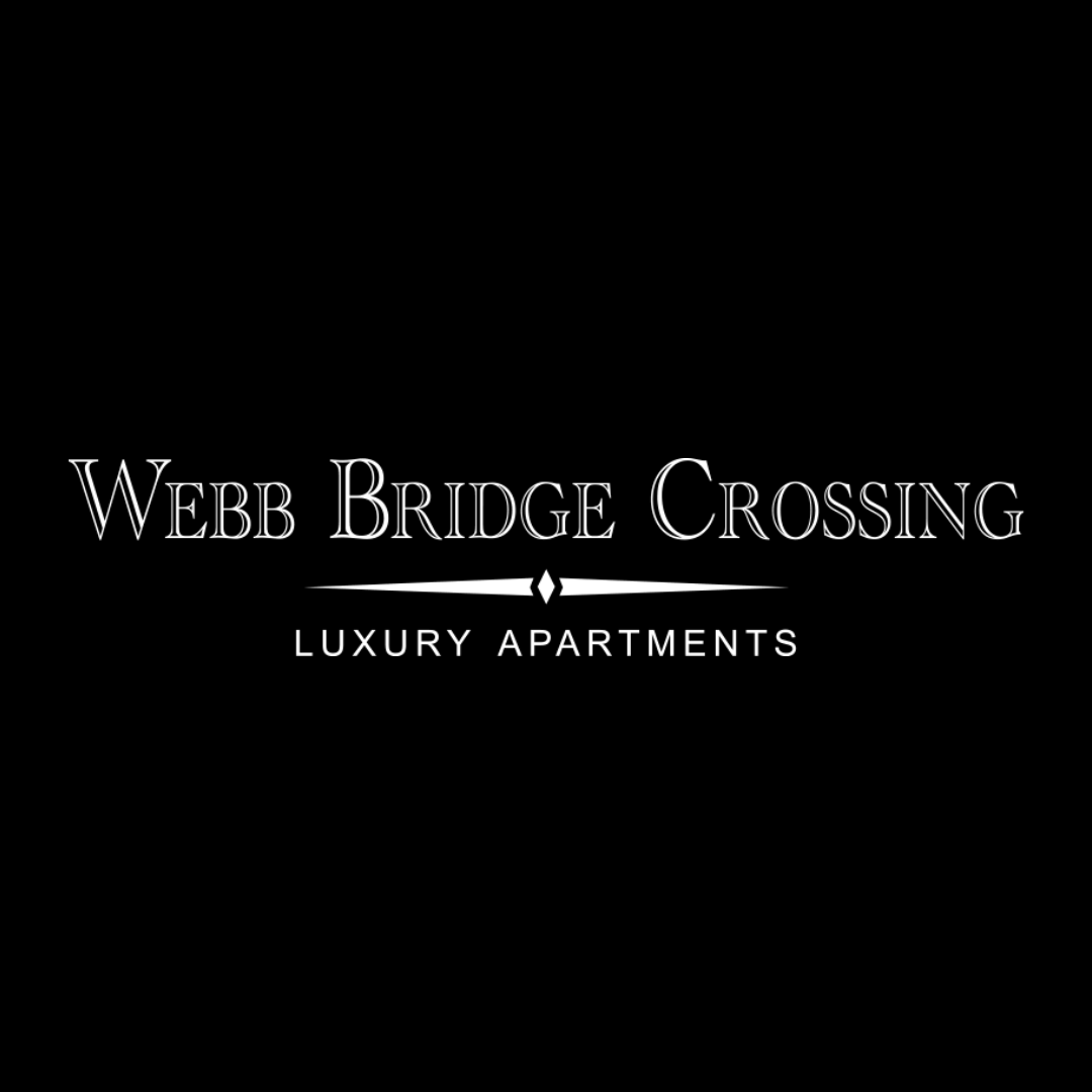 A black background with the text "Webb Bridge Crossing Luxury Apartments" written in white.